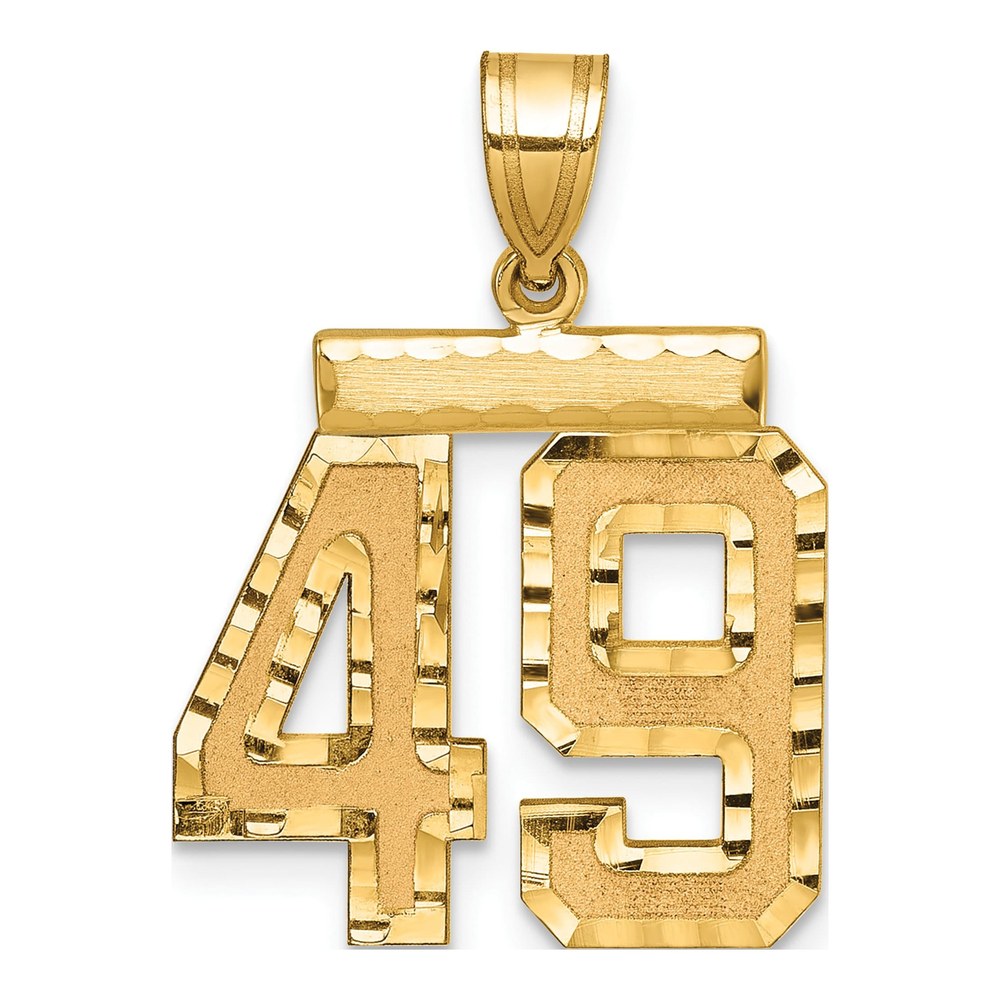 14K Yellow Gold Diamond-Cut Number 49 Charm