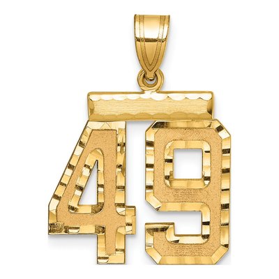 14K Yellow Gold Diamond-Cut Number 49 Charm