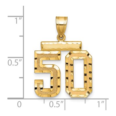 14K Yellow Gold Diamond-Cut Number 50 Charm – view 2