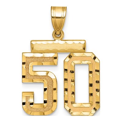 14K Yellow Gold Diamond-Cut Number 50 Charm