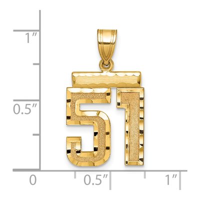 14K Yellow Gold Diamond-Cut Number 51 Charm – view 2