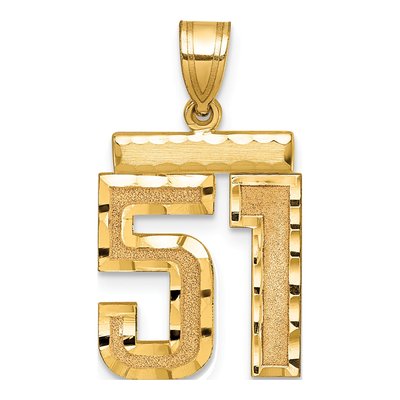 14K Yellow Gold Diamond-Cut Number 51 Charm