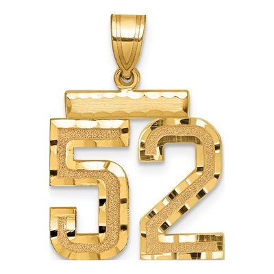 14K Yellow Gold Number 52 Charm