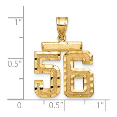 14K Yellow Gold Diamond-Cut Number 56 Charm – view 2