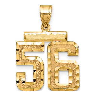 14K Yellow Gold Diamond-Cut Number 56 Charm