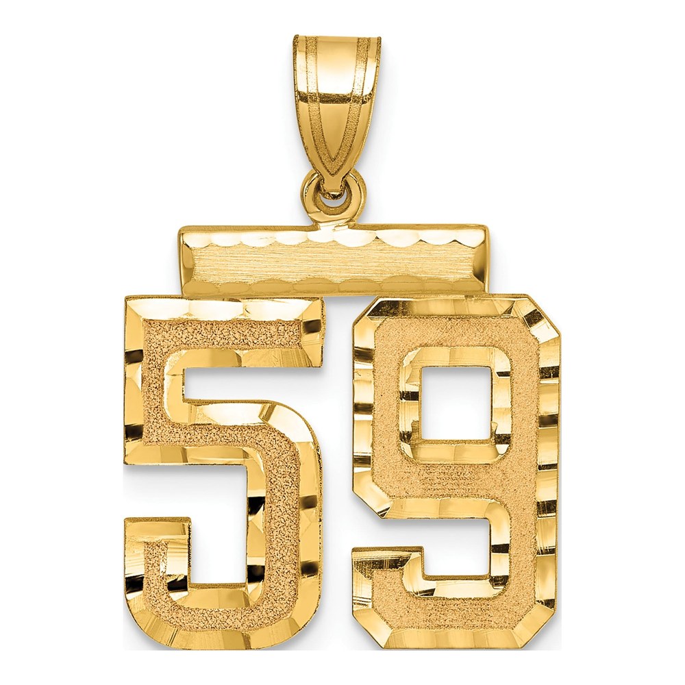 14K Yellow Gold Diamond-Cut Number 59 Charm