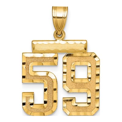 14K Yellow Gold Diamond-Cut Number 59 Charm