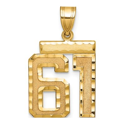14K Yellow Gold Number 61 Charm