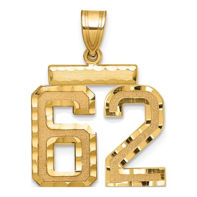14K Yellow Gold Number 62 Charm
