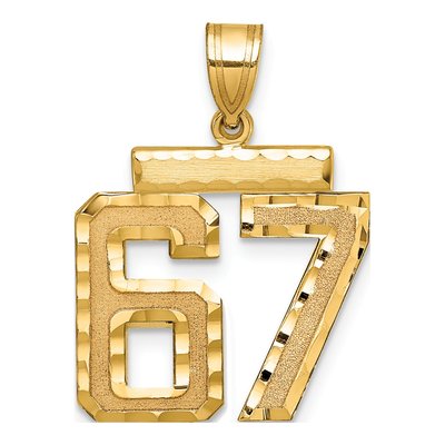 14K Yellow Gold Number 67 Charm