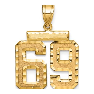 14K Yellow Gold Number 69 Charm