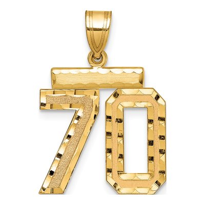 14K Yellow Gold Number 70 Charm