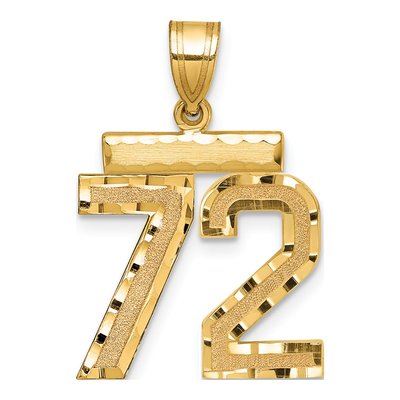 14K Yellow Gold Number 72 Charm