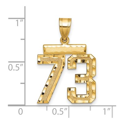 14K Yellow Gold Diamond-Cut Number 73 Charm – view 2