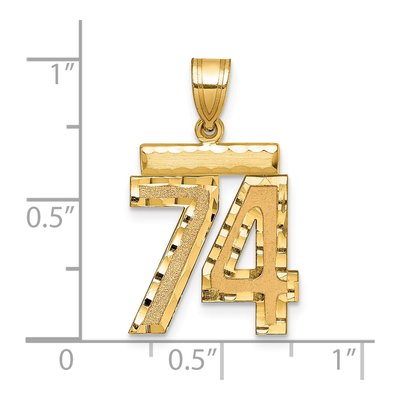 14K Yellow Gold Diamond-Cut Number 74 Charm – view 3