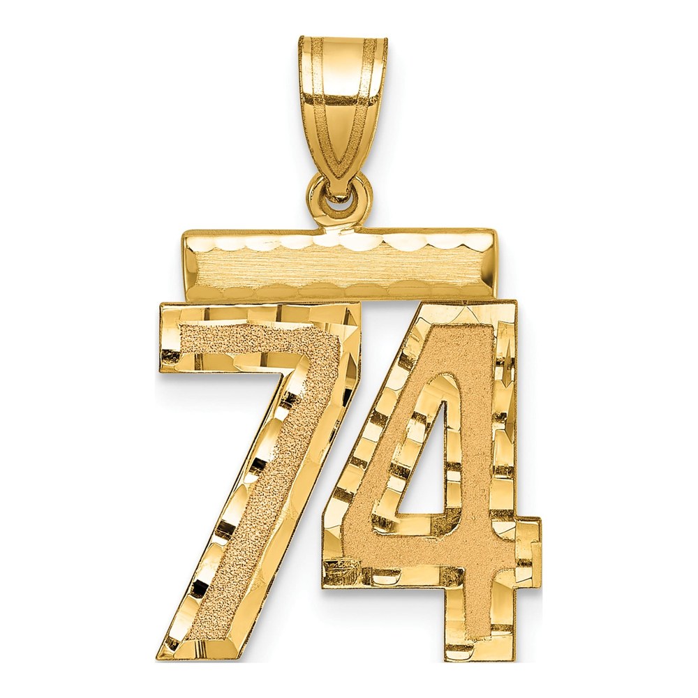 14K Yellow Gold Diamond-Cut Number 74 Charm