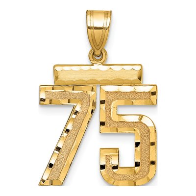 14K Yellow Gold Number 75 Charm