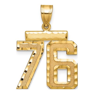 14K Yellow Gold Number 76 Charm