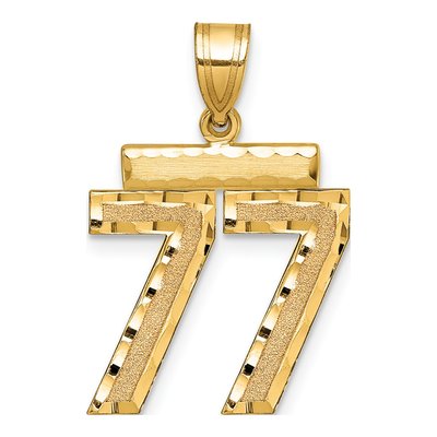 14K Yellow Gold Number 77 Charm