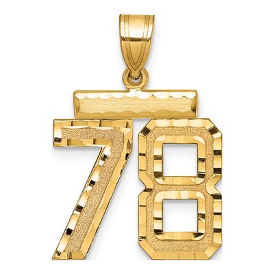 14K Yellow Gold Number 78 Charm