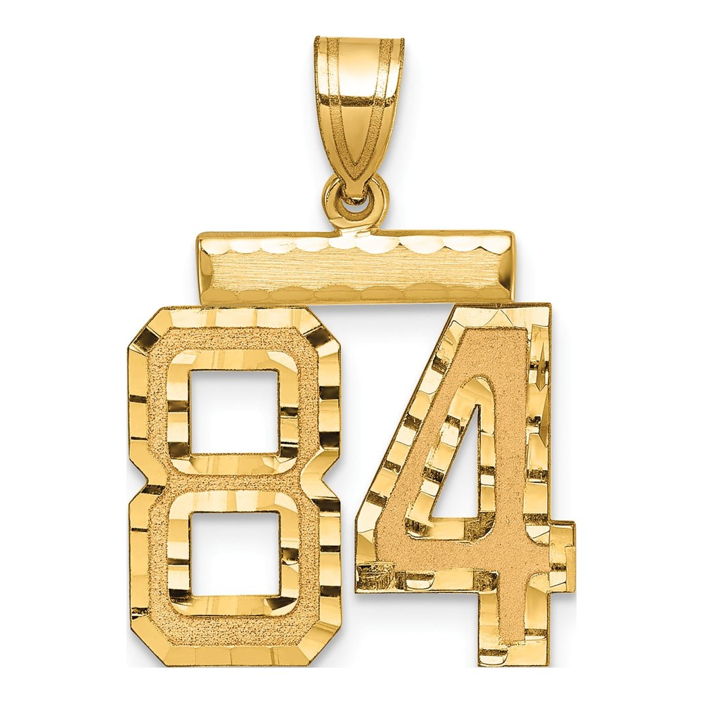 14K Yellow Gold Diamond-Cut Number 84 Charm