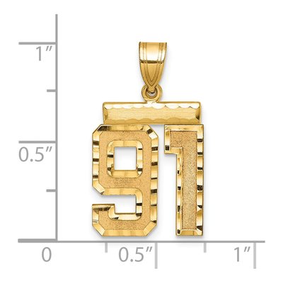 14K Yellow Gold Diamond-Cut Number 91 Charm – view 2