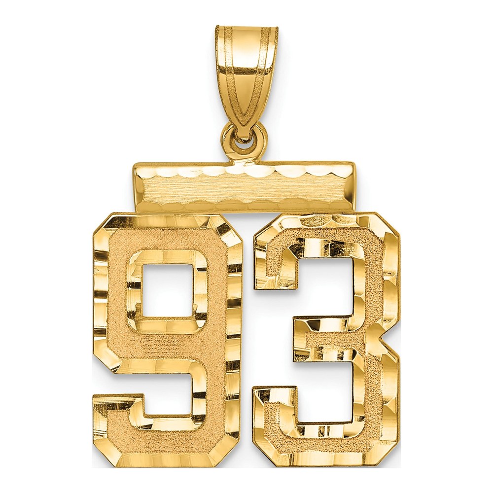 14K Yellow Gold Diamond-Cut Number 93 Charm