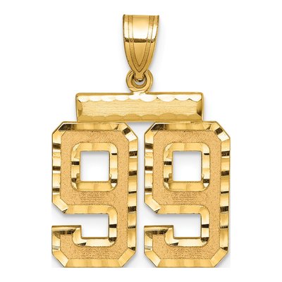 14K Yellow Gold Diamond-Cut Number 99 Charm