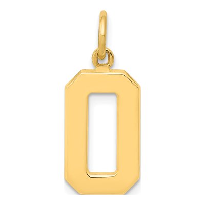14K Yellow Gold Number 0 Charm