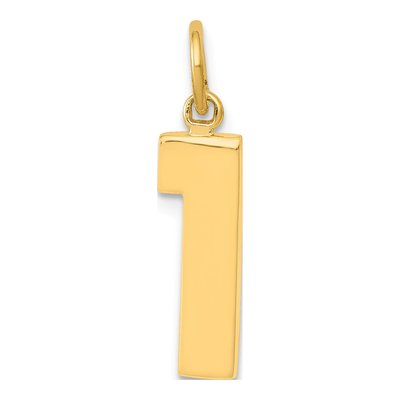14K Yellow Gold Number 1 Charm