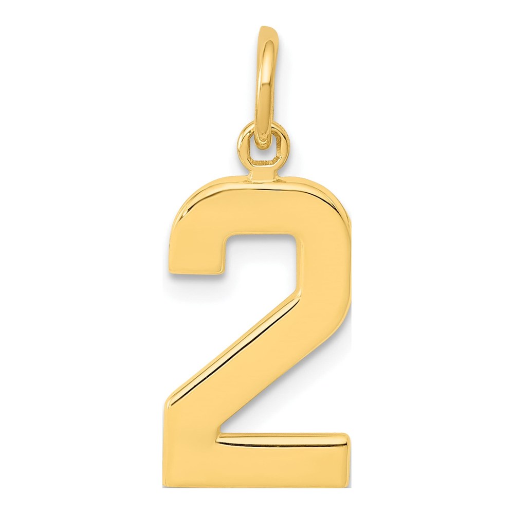 14K Yellow Gold Number 2 Charm