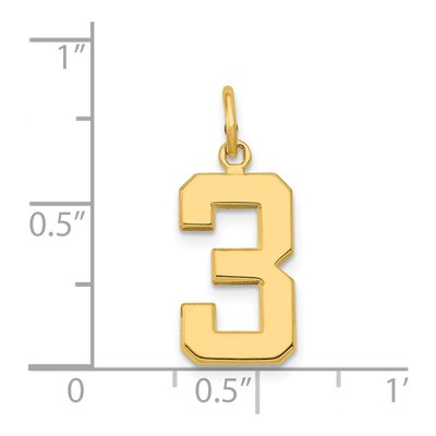 14K Yellow Gold Number 3 Charm – view 5