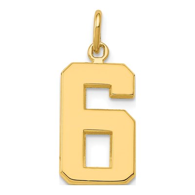 14K Yellow Gold Number 6 Pendant
