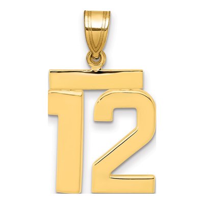 14K Yellow Gold Number 12 Pendant