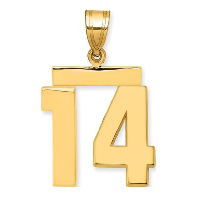 14K Yellow Gold Number 14 Pendant