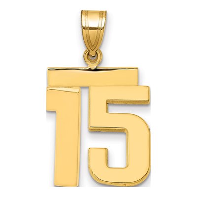 14K Yellow Gold Number 15 Pendant