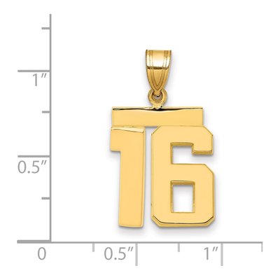 14K Yellow Gold Number 16 Pendant – view 2