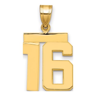 14K Yellow Gold Number 16 Pendant