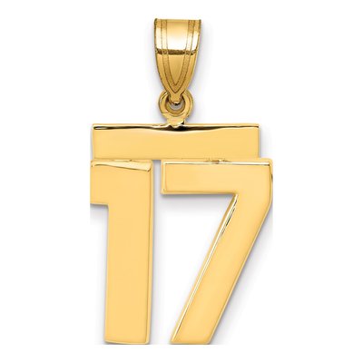 14K Yellow Gold Number 17 Charm