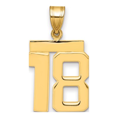 14K Yellow Gold Number 18 Charm