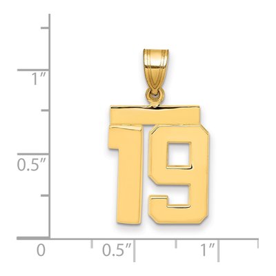 14K Yellow Gold Number 19 Pendant – view 2
