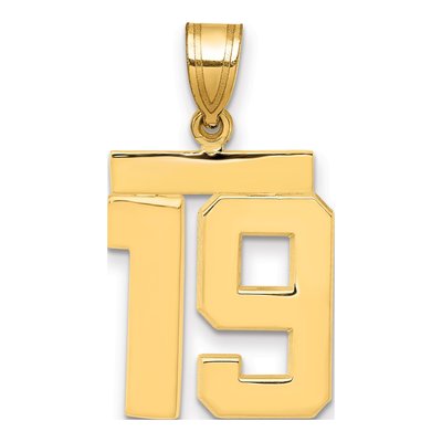 14K Yellow Gold Number 19 Pendant