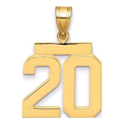 14K Yellow Gold Number 20 Pendant