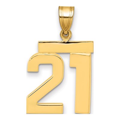 14K Yellow Gold Number 21 Charm