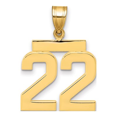 14K Yellow Gold Number 22 Charm
