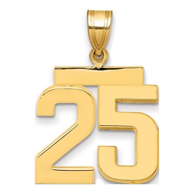 14K Yellow Gold Number 25 Pendant