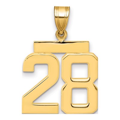 14K Yellow Gold Number 28 Pendant