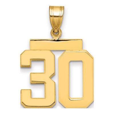 14K Yellow Gold Number 30 Pendant