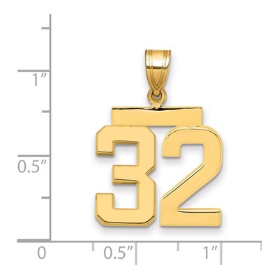 14K Yellow Gold Number 32 Charm – view 2