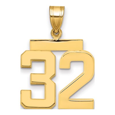 14K Yellow Gold Number 32 Charm